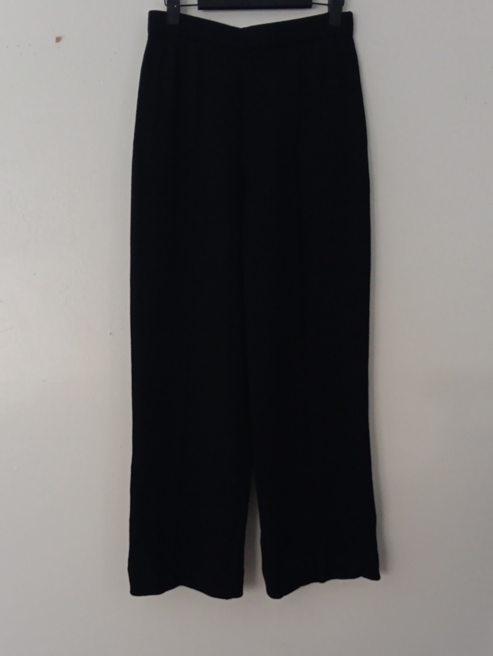 St. John Santana Knit Caviar Black Wide-Leg Ankle Pants #3817